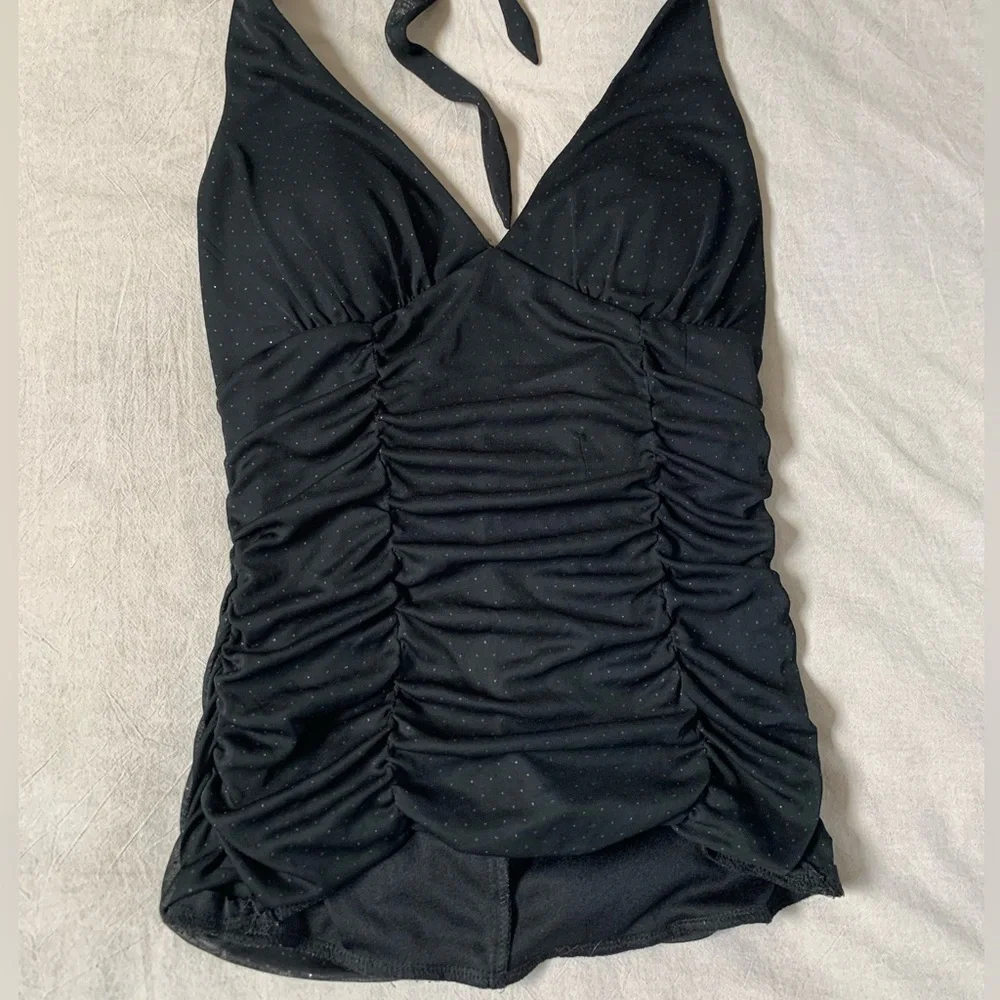 Vintage Sparkly Halter-Neck Ruched Top - Picture 3 of 7